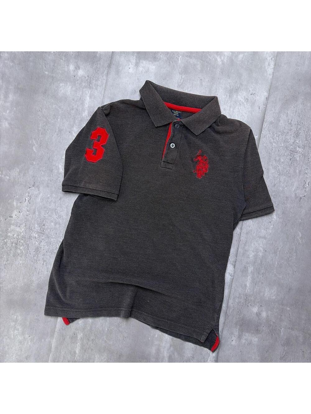 Y2K Grey U.S. Polo Assn Grunge Skater Big Pony Polo Shirt - Picture 2 of 7
